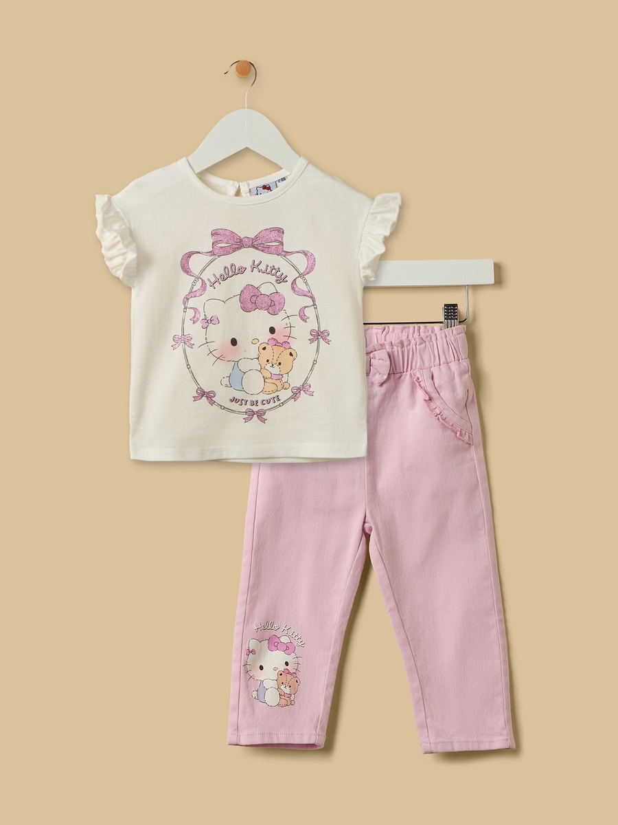 Hello Kitty Print Top and Trousers Set
