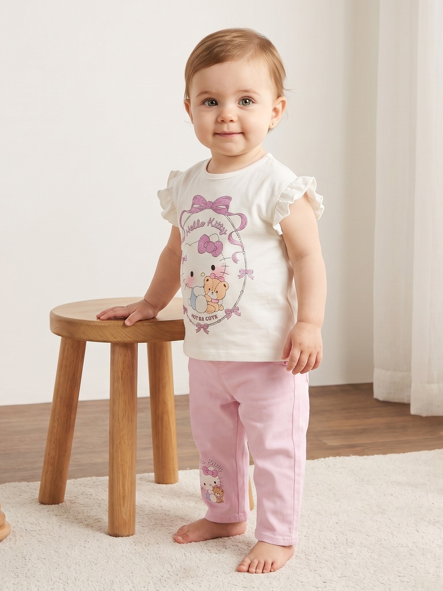Hello Kitty Print Top and Trousers Set