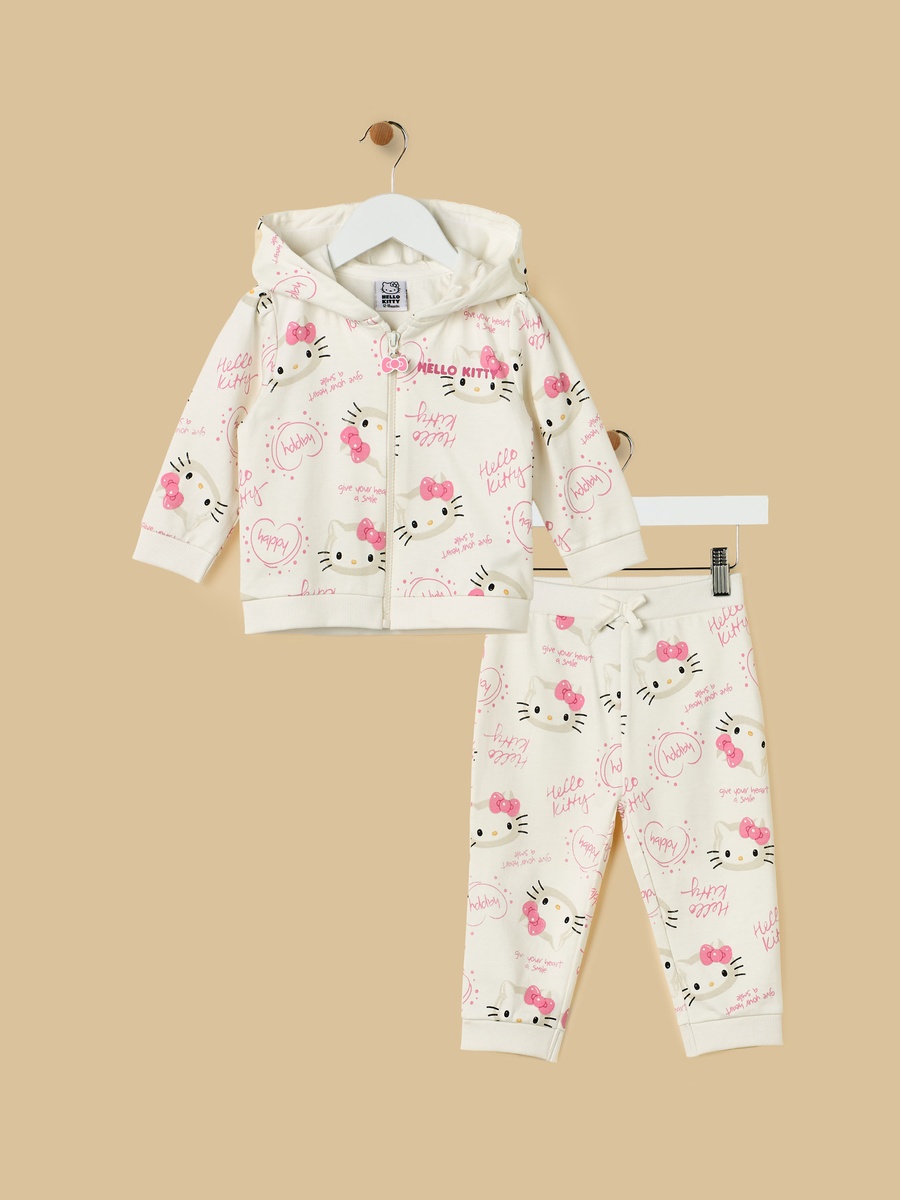 Hello Kitty Print Hoodie and Joggers Set