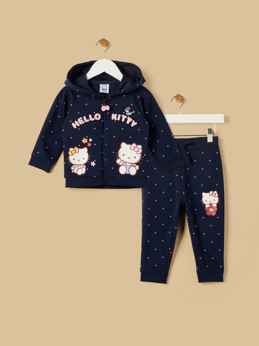 Hello Kitty Print Zip Through Hoodie and Joggers Set