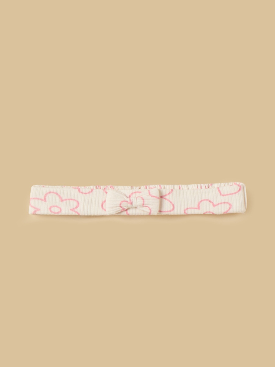 Floral Print Ribbed Cotton Top with Leggings and Headband