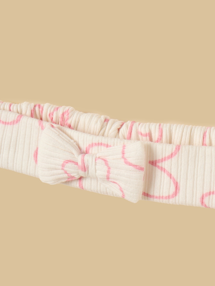 Floral Print Ribbed Cotton Top with Leggings and Headband