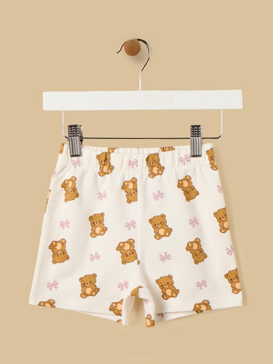 Teddy Bear Print T-Shirt and Shorts Set