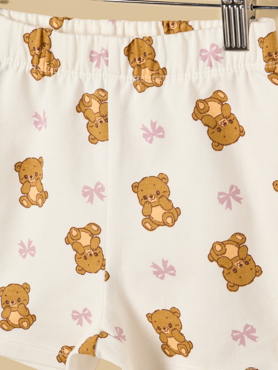 Teddy Bear Print T-Shirt and Shorts Set