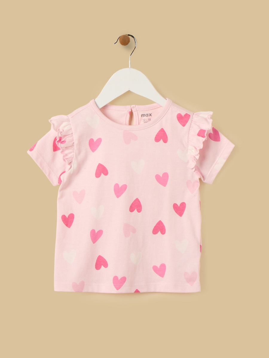 Heart Print Cotton Top and Shorts Set