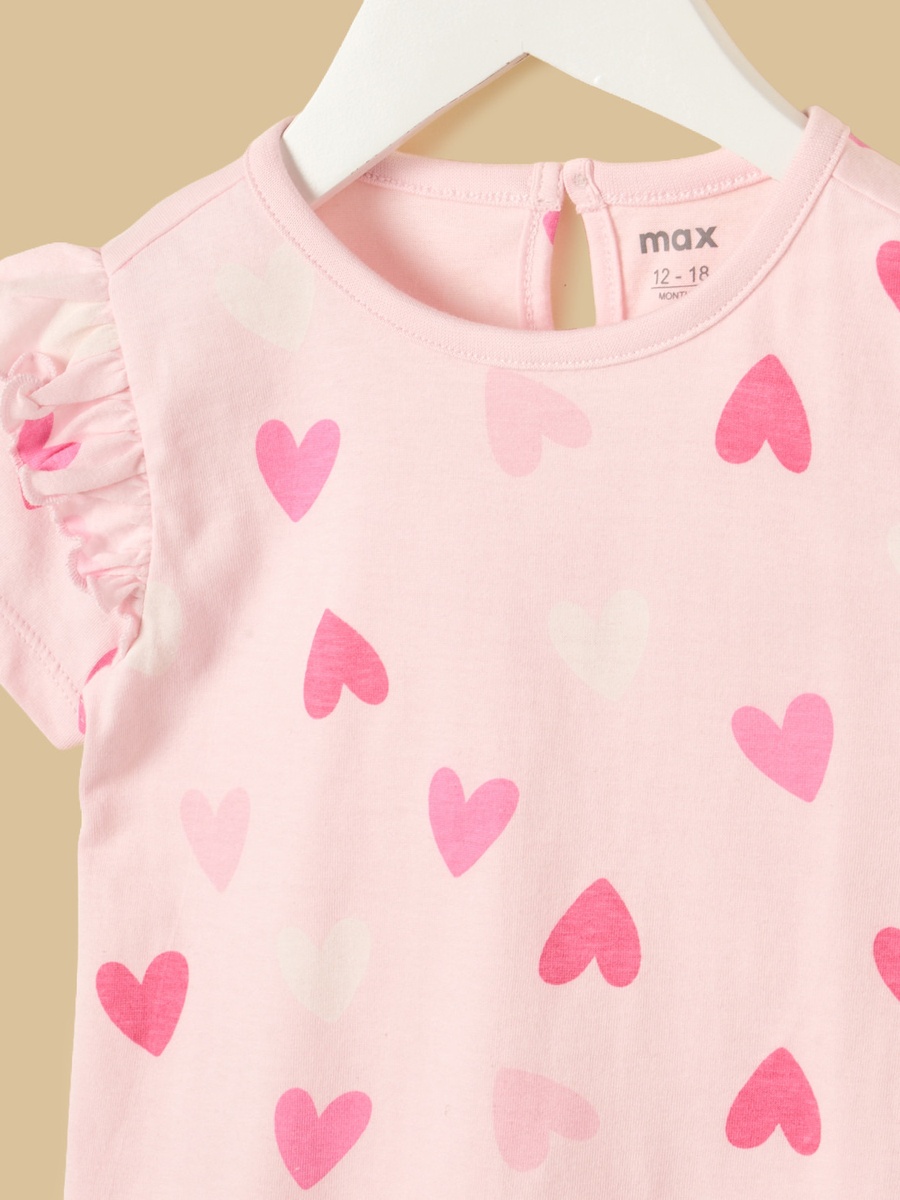 Heart Print Cotton Top and Shorts Set