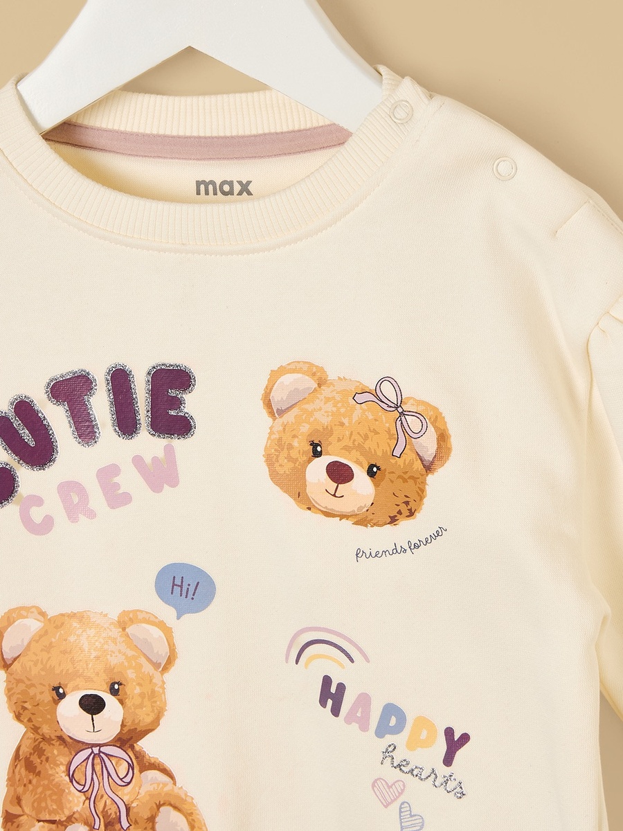 Teddy Bear Print Sweatshirt and Joggers Set