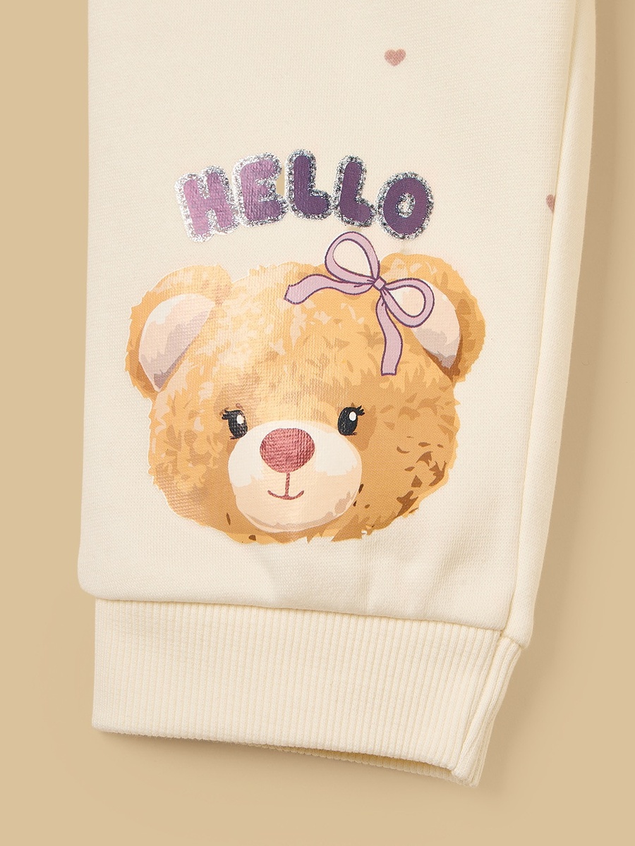 Teddy Bear Print Sweatshirt and Joggers Set