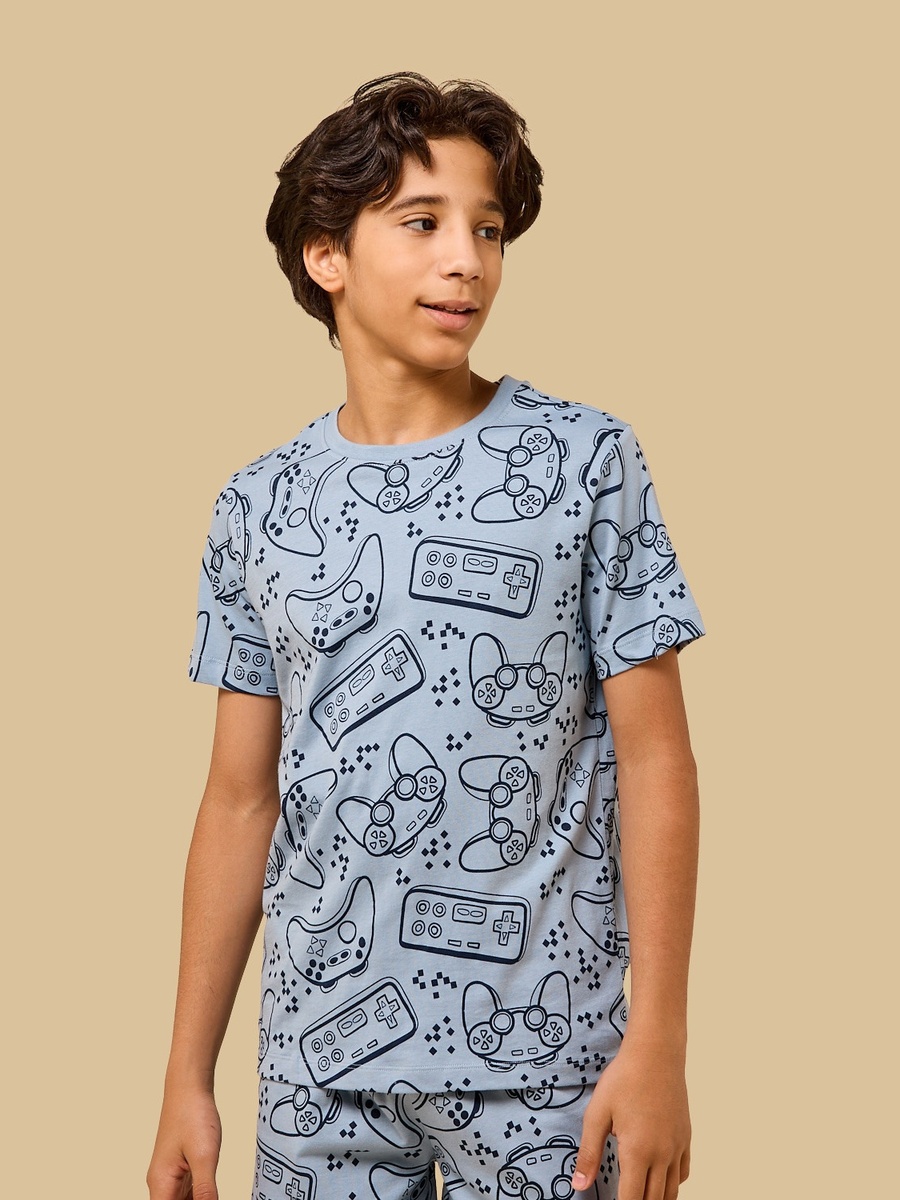 Game Controller Print Cotton Shorts Set
