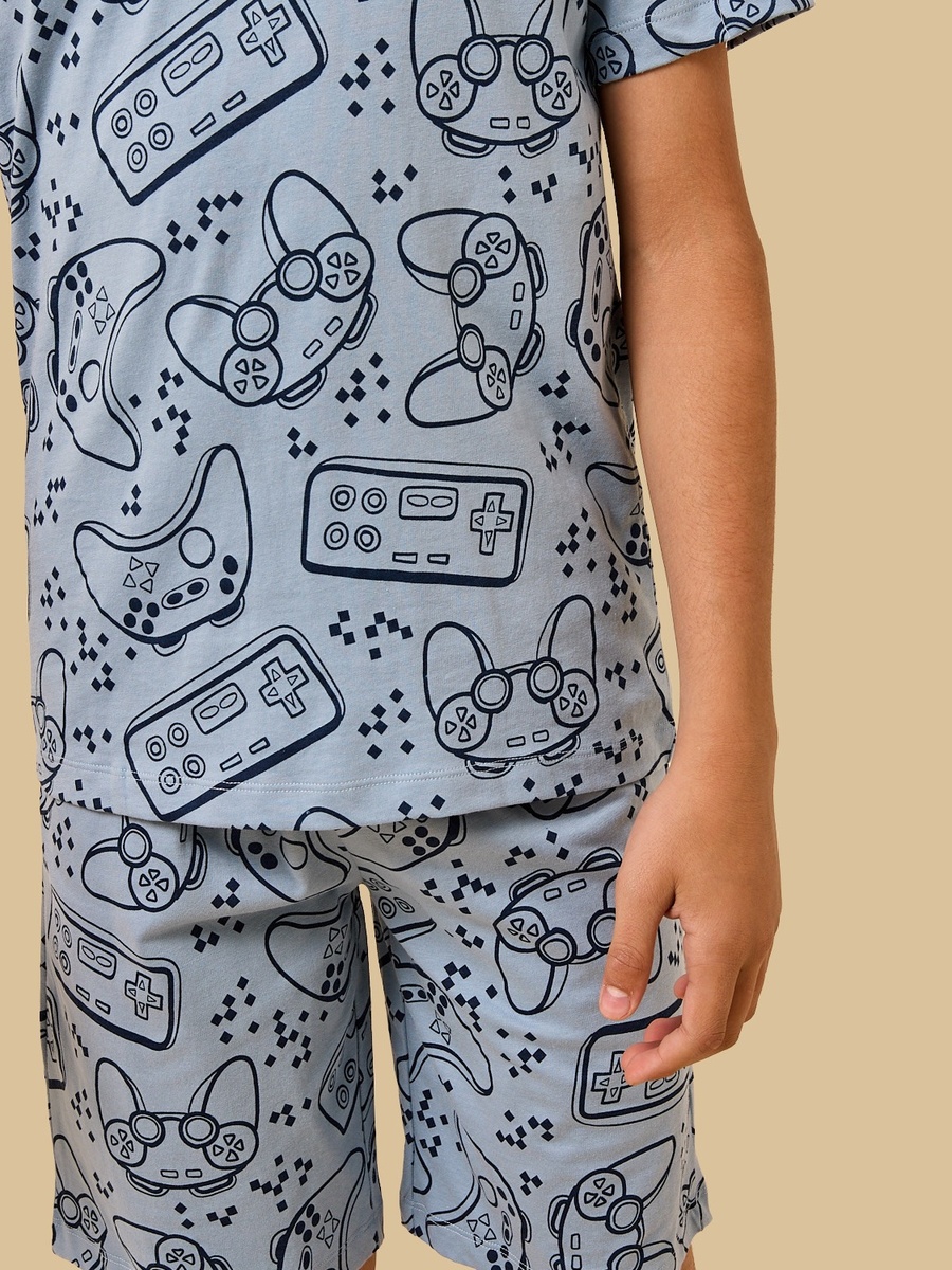 Game Controller Print Cotton Shorts Set
