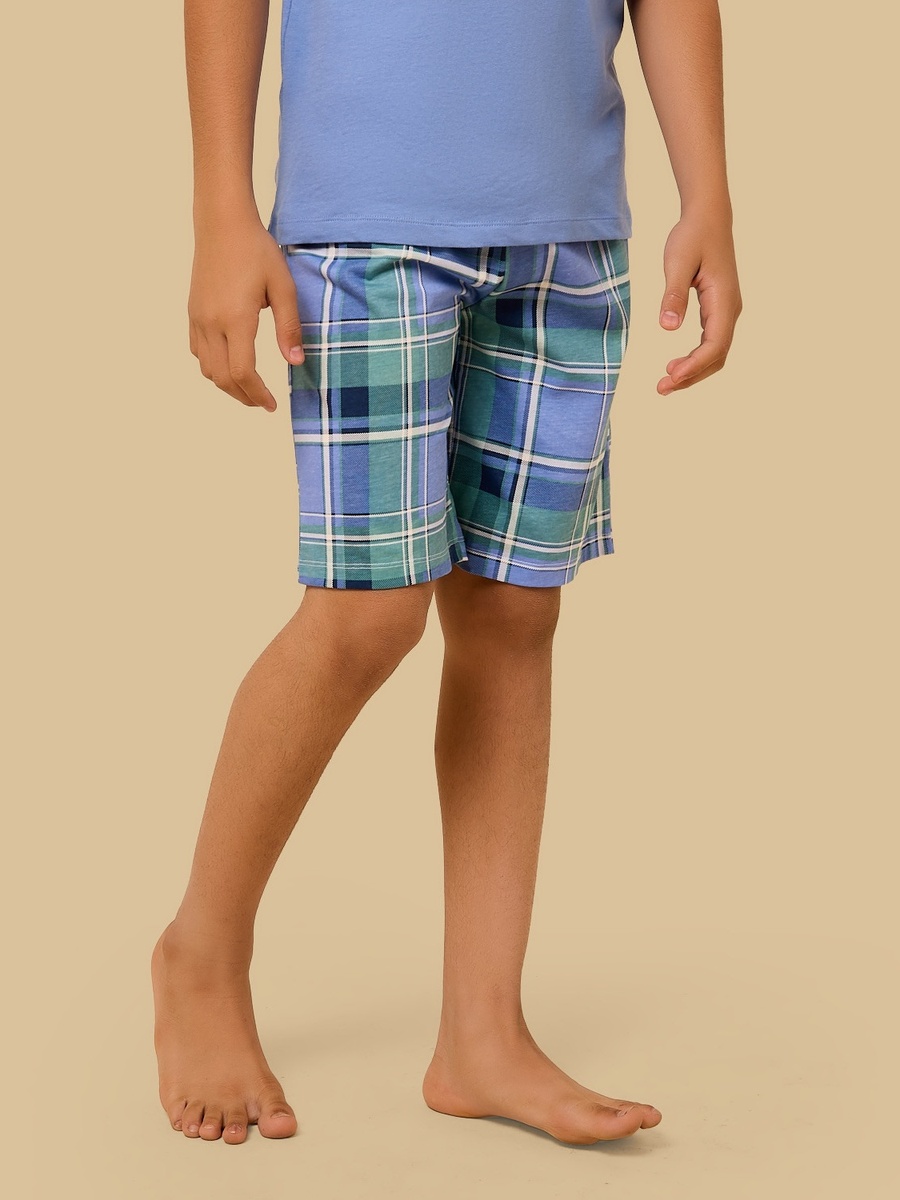 Checked Cotton Shorts Set