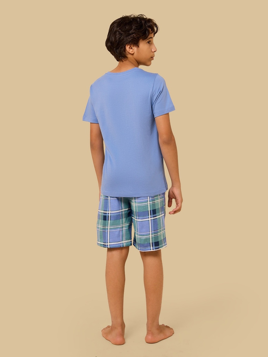 Checked Cotton Shorts Set