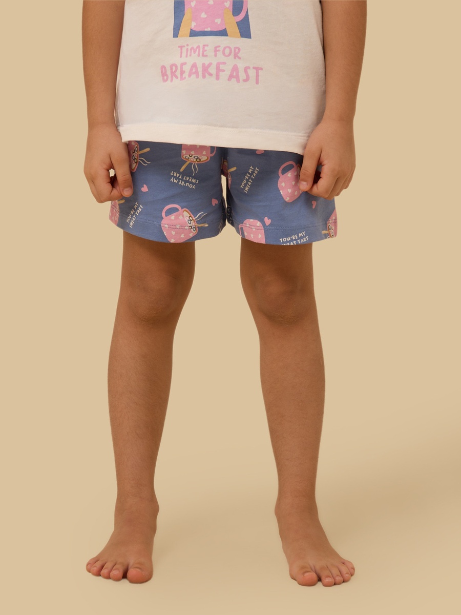 Graphic Print Cotton Shorts Set