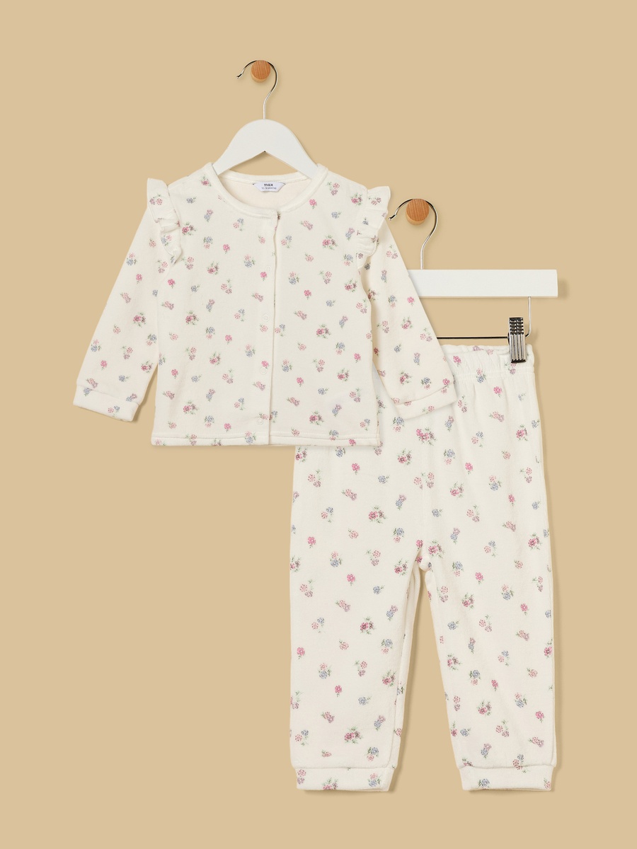 Floral Print Velour Pyjama Set