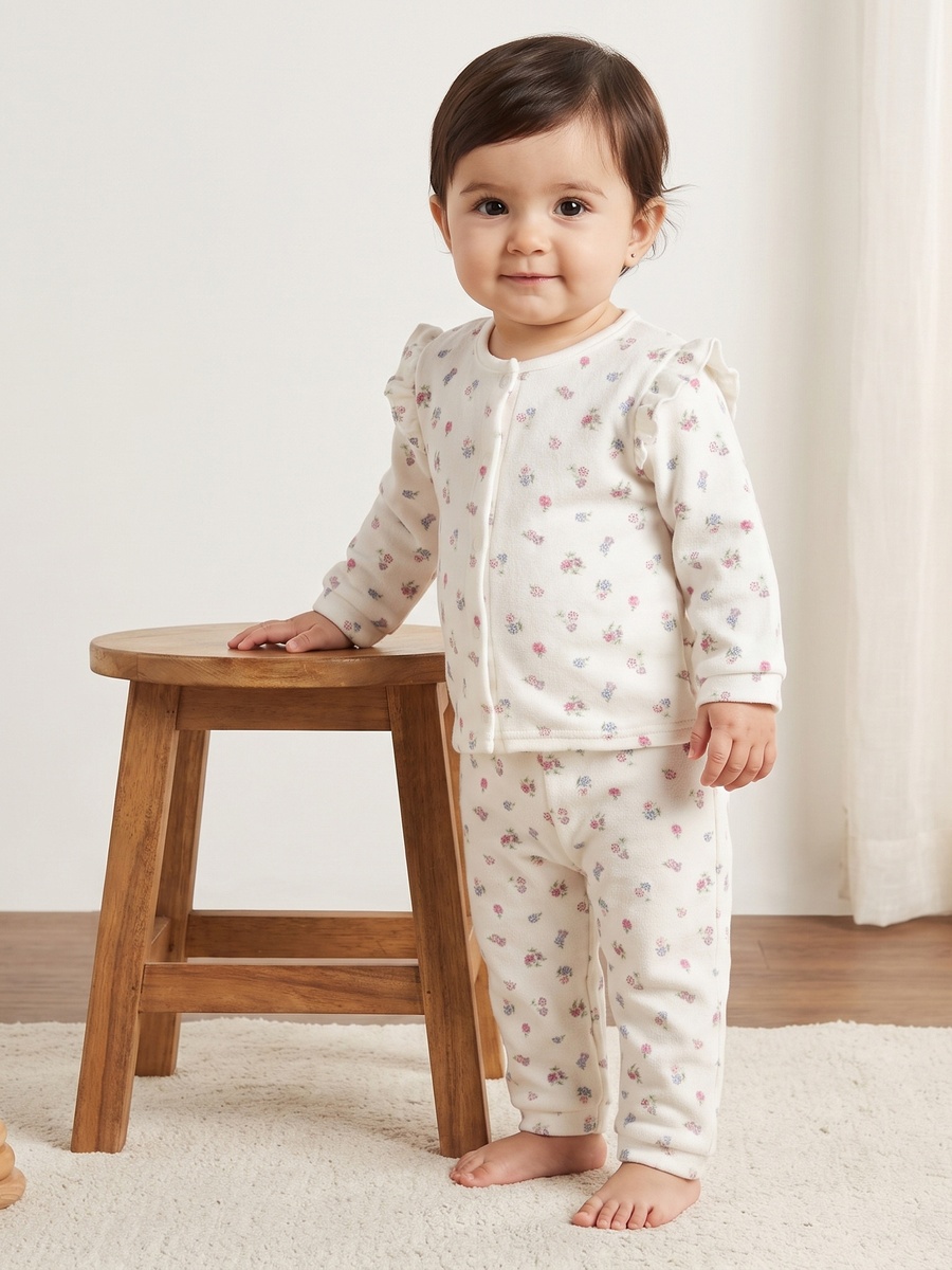 Floral Print Velour Pyjama Set