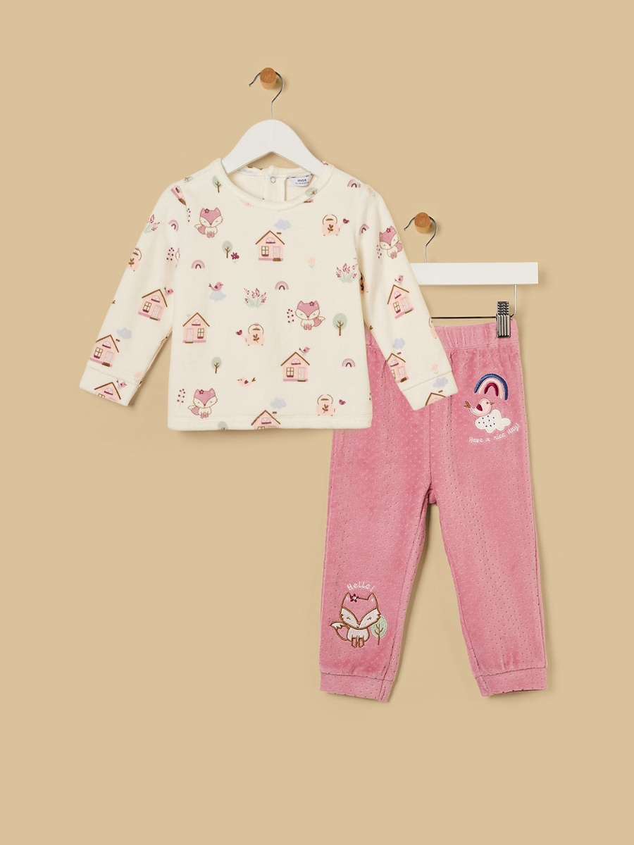 Fox Print Velour Pyjama Set