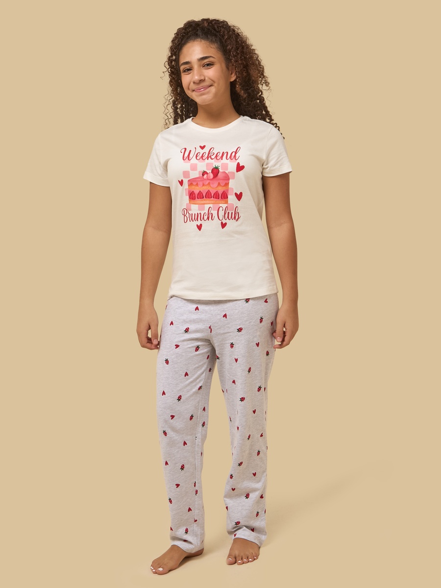 Strawberry Print Cotton Pyjama Set