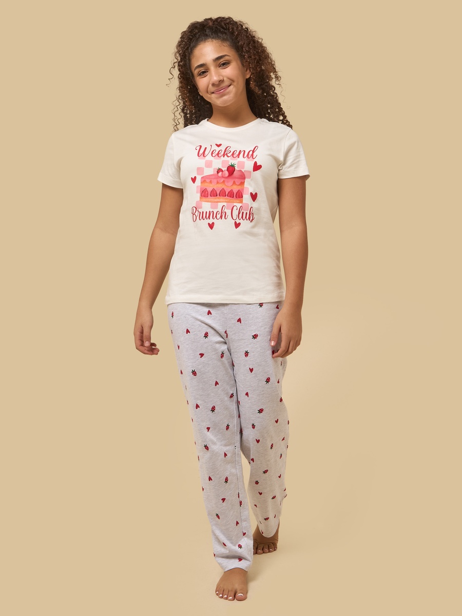 Strawberry Print Cotton Pyjama Set