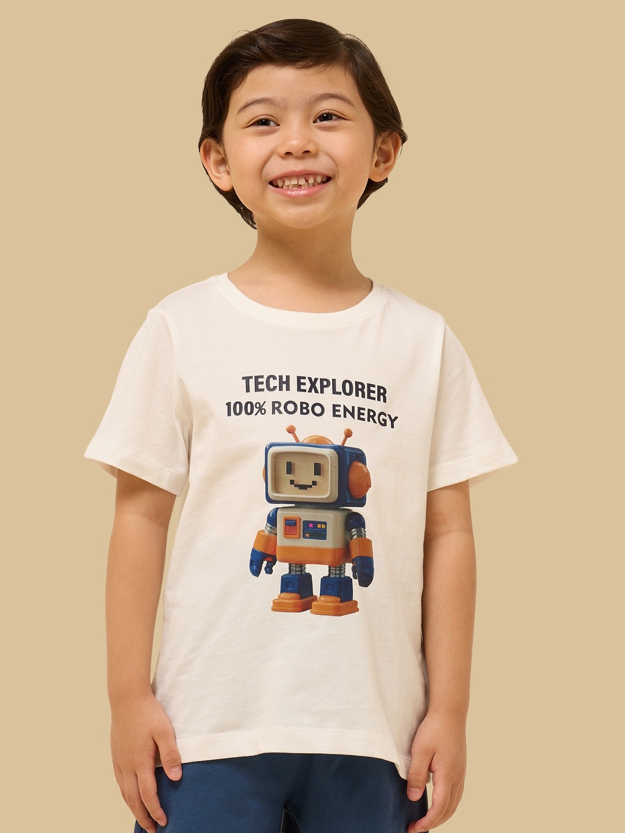 Robot Print Cotton Shorts Set
