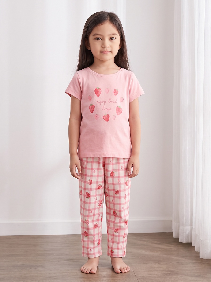 Strawberry Print Cotton Pyjama Set