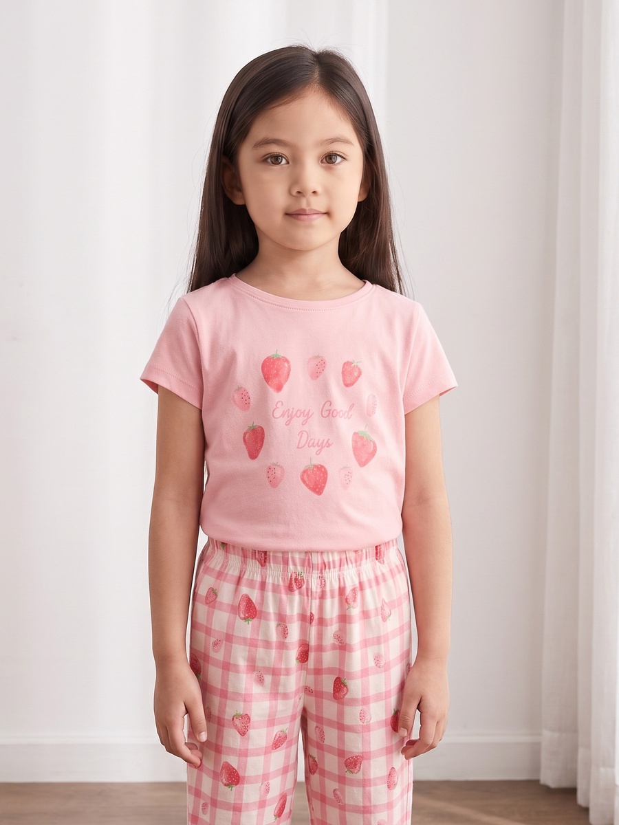 Strawberry Print Cotton Pyjama Set