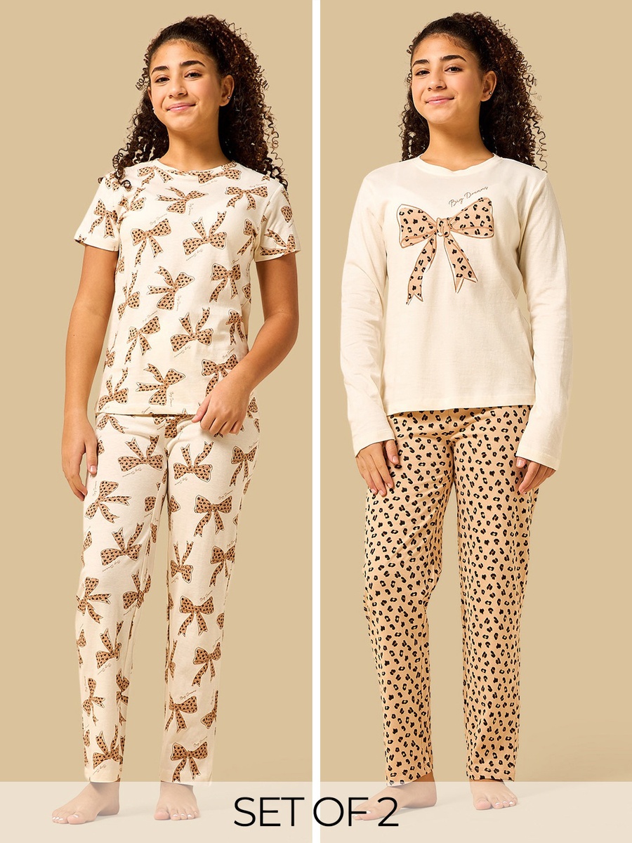 Pack of 2 - Bow Print Pyjama Set