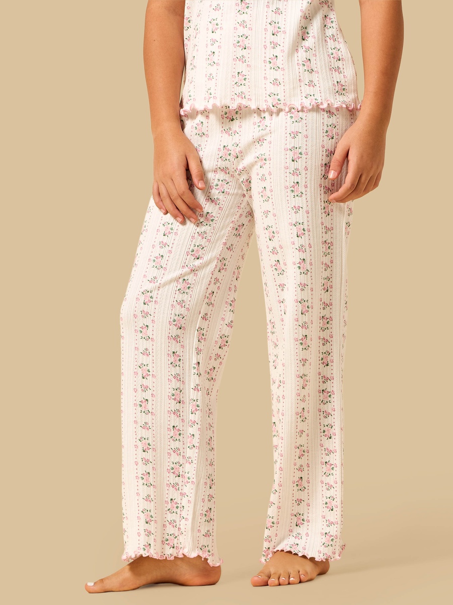 Floral Print Pointelle Cotton Pyjama Set