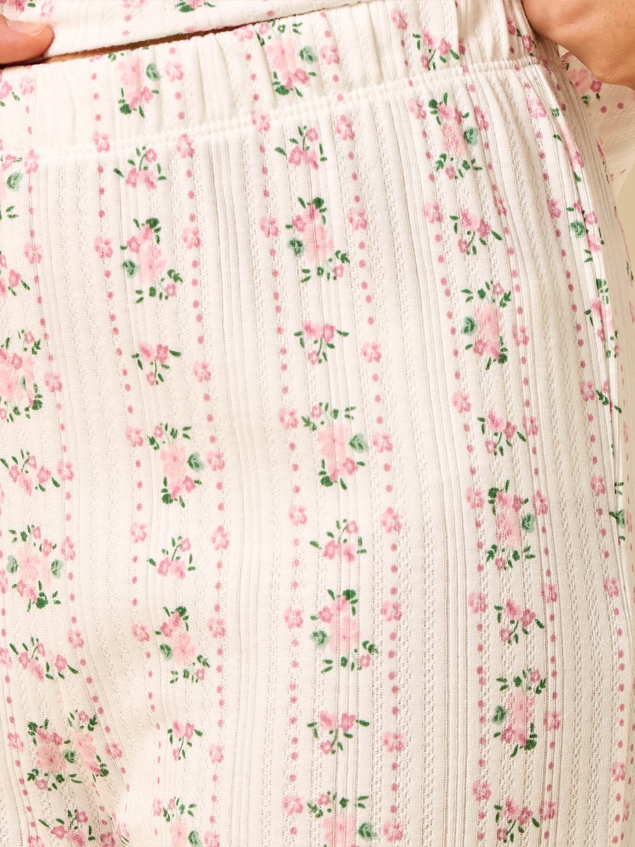 Floral Print Pointelle Cotton Pyjama Set