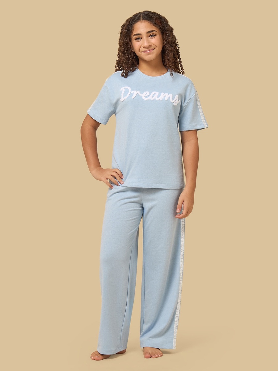 Typographic Applique Cotton Pyjama Set