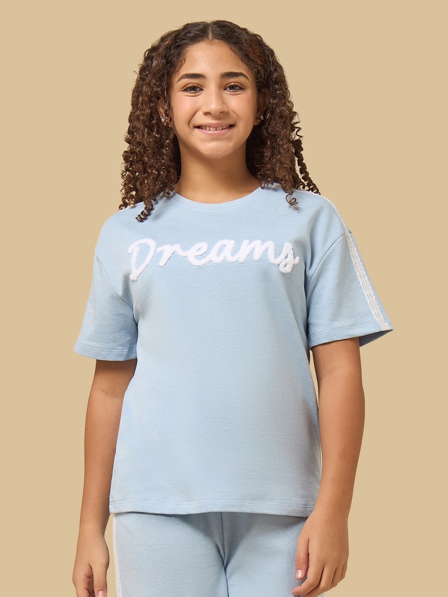 Typographic Applique Cotton Pyjama Set