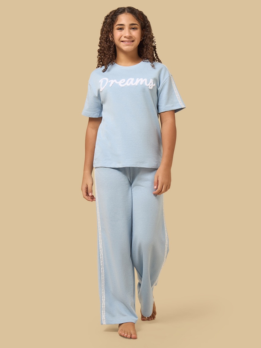 Typographic Applique Cotton Pyjama Set