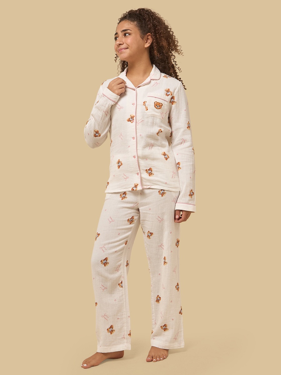 Bear Print Double Gauze Pyjama Set