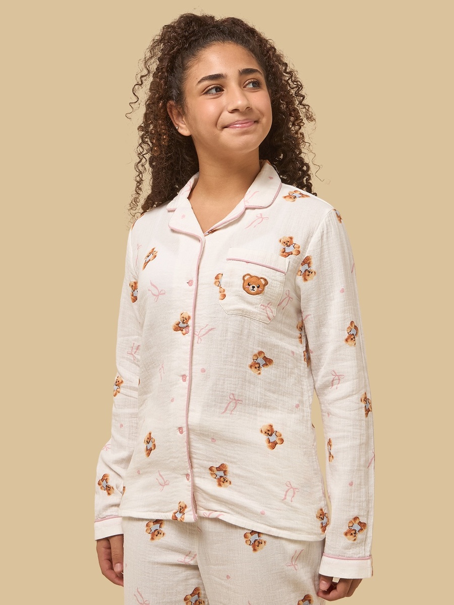 Bear Print Double Gauze Pyjama Set