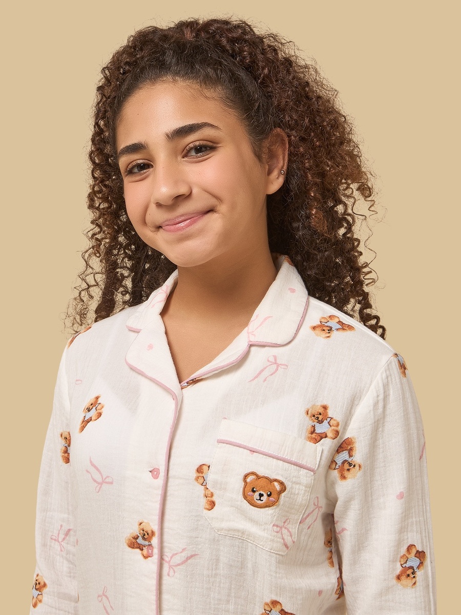 Bear Print Double Gauze Pyjama Set
