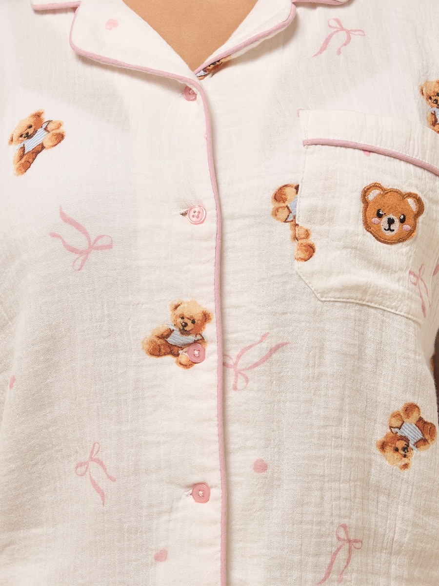 Bear Print Double Gauze Pyjama Set