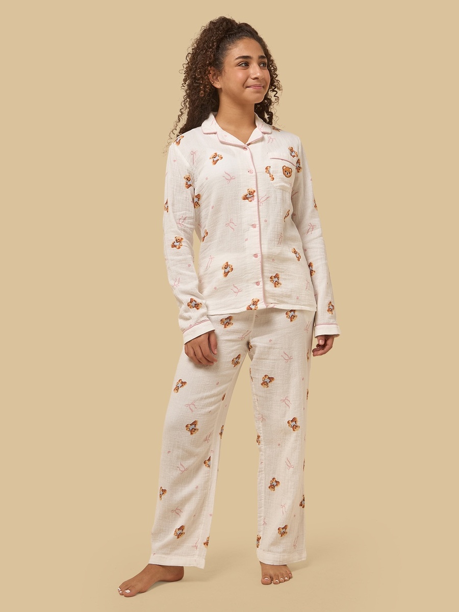 Bear Print Double Gauze Pyjama Set