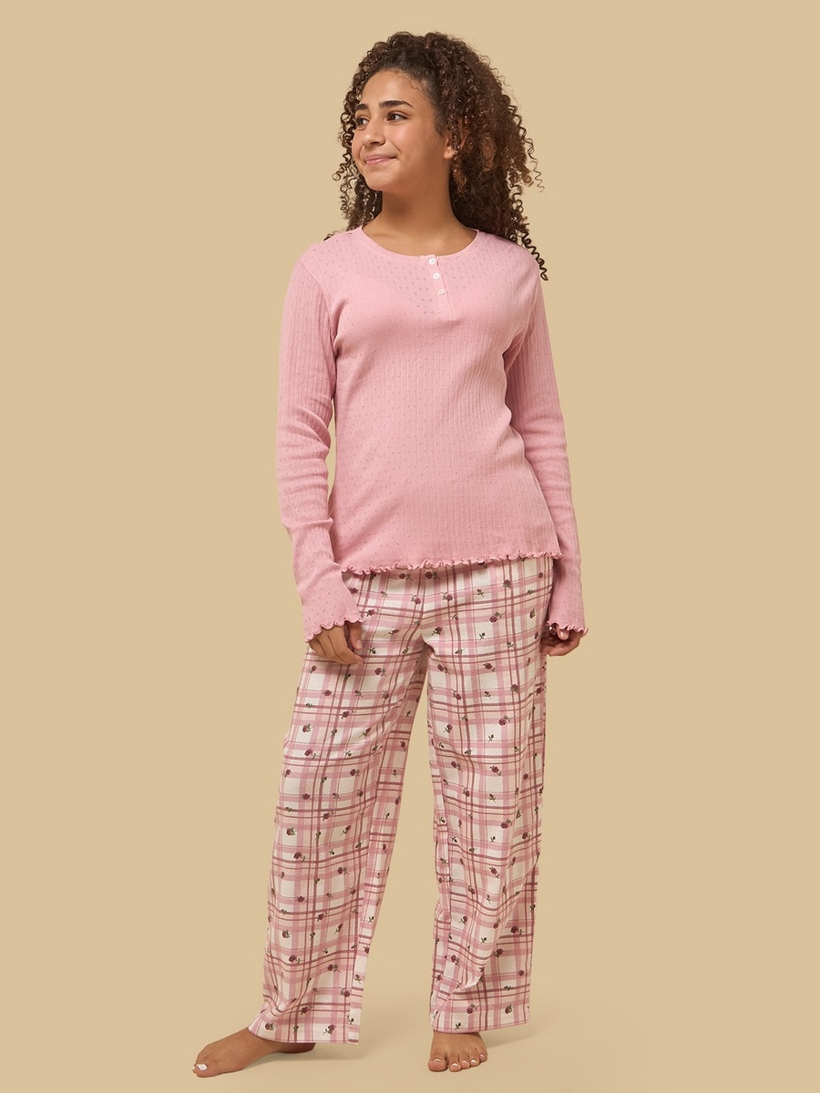 Checked Pointelle Pyjama Set