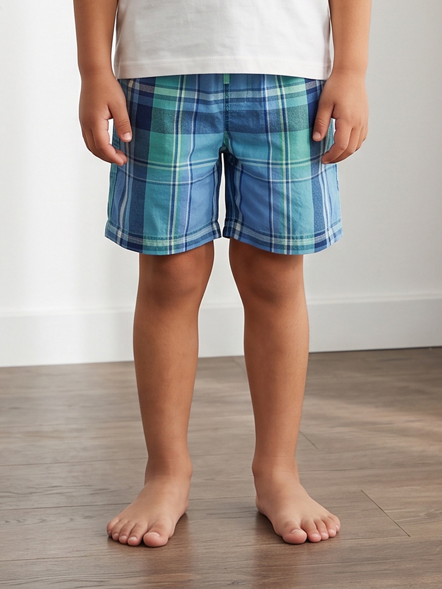 Checked Cotton Shorts Set