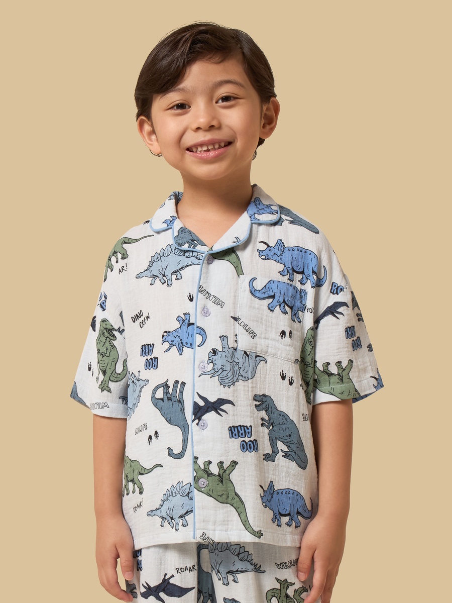 Dinosaur Print Double Gauze Pyjama Set