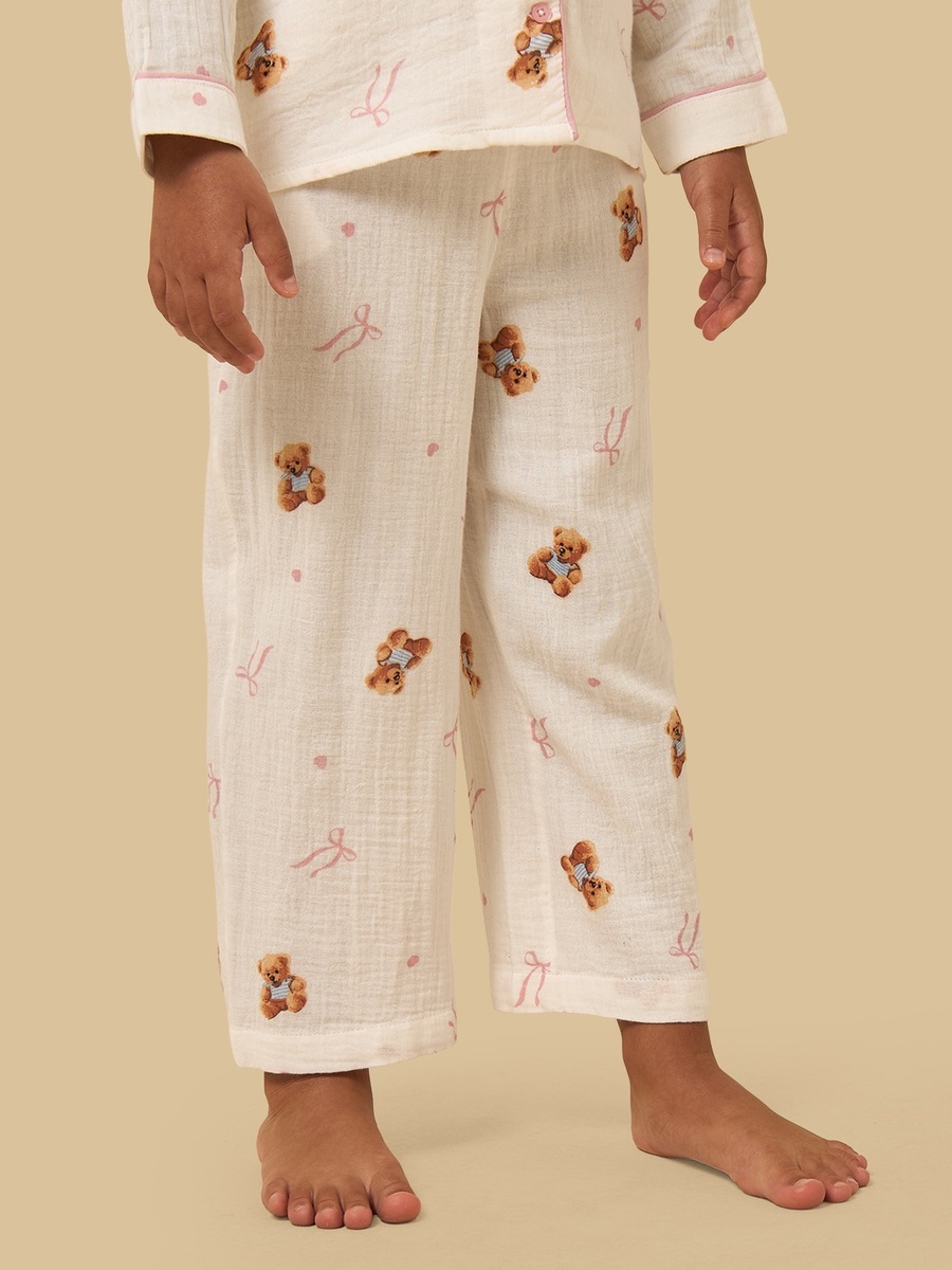 Teddy Bear Print Double Gauze Pyjama Set