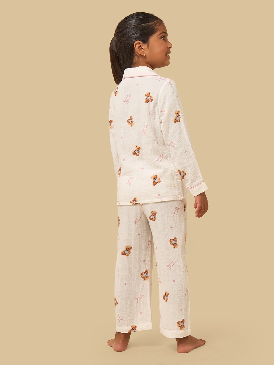 Teddy Bear Print Double Gauze Pyjama Set
