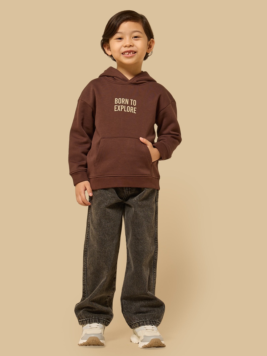 Slogan Print Hoodie with Kangaroo Pocket