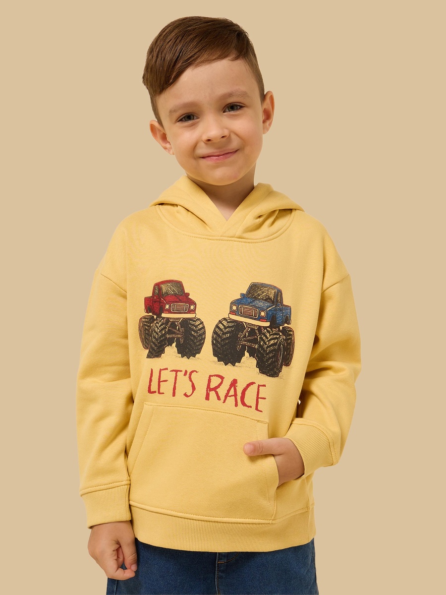Monster Truck Print Hooded Sweatshirt