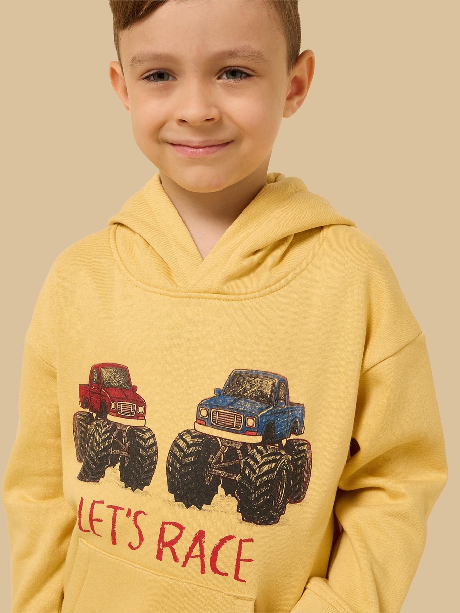 Monster Truck Print Hooded Sweatshirt