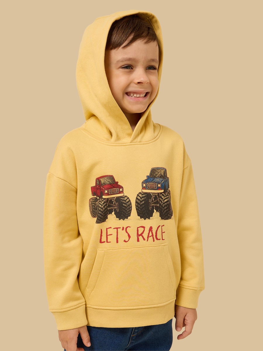 Monster Truck Print Hooded Sweatshirt