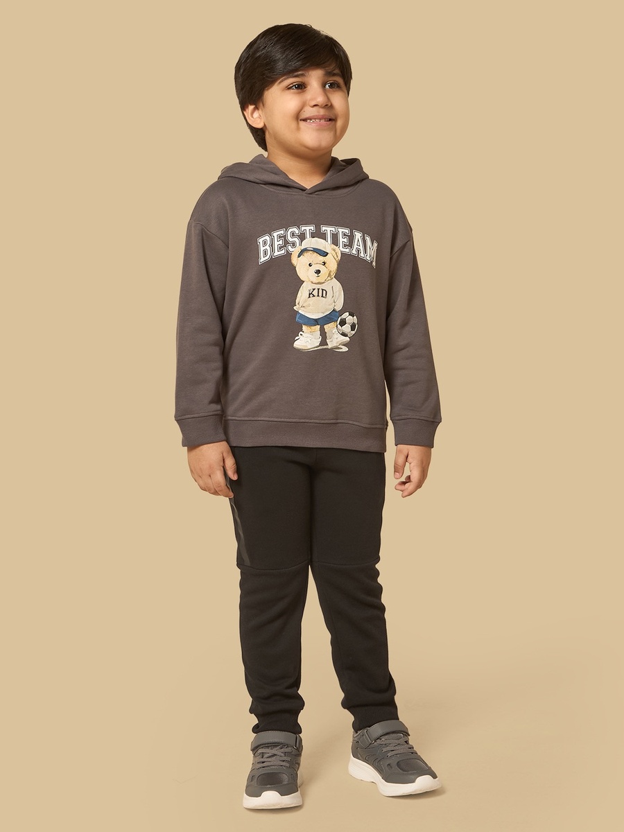 Teddy Bear Print Hooded Sweatshirt