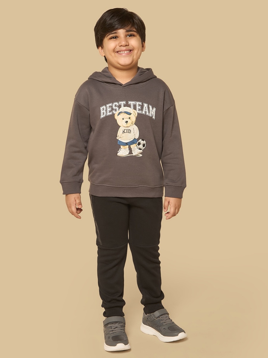 Teddy Bear Print Hooded Sweatshirt