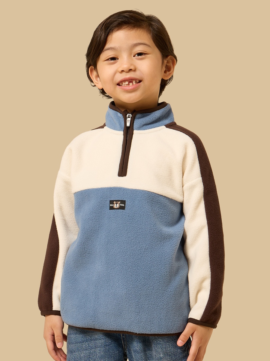 Colourblock High Neck Fleece Sweatshirt
