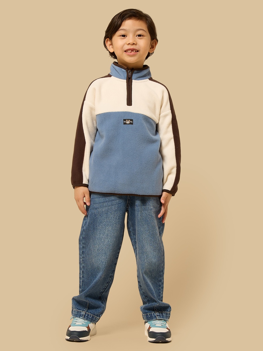 Colourblock High Neck Fleece Sweatshirt