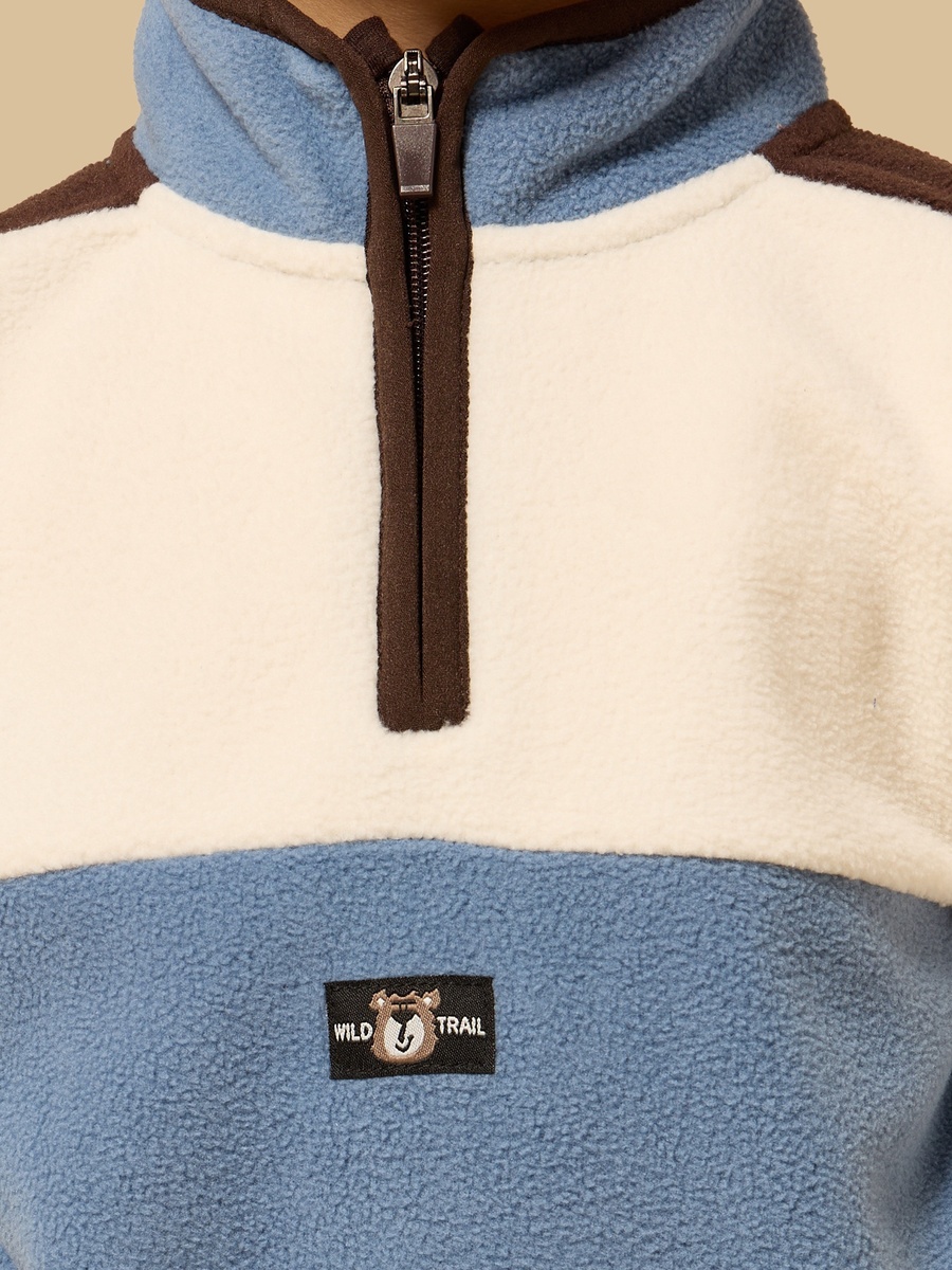 Colourblock High Neck Fleece Sweatshirt